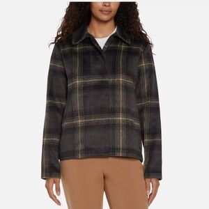 Banana Republic Plaid Teddy Jacket - Black and Tan